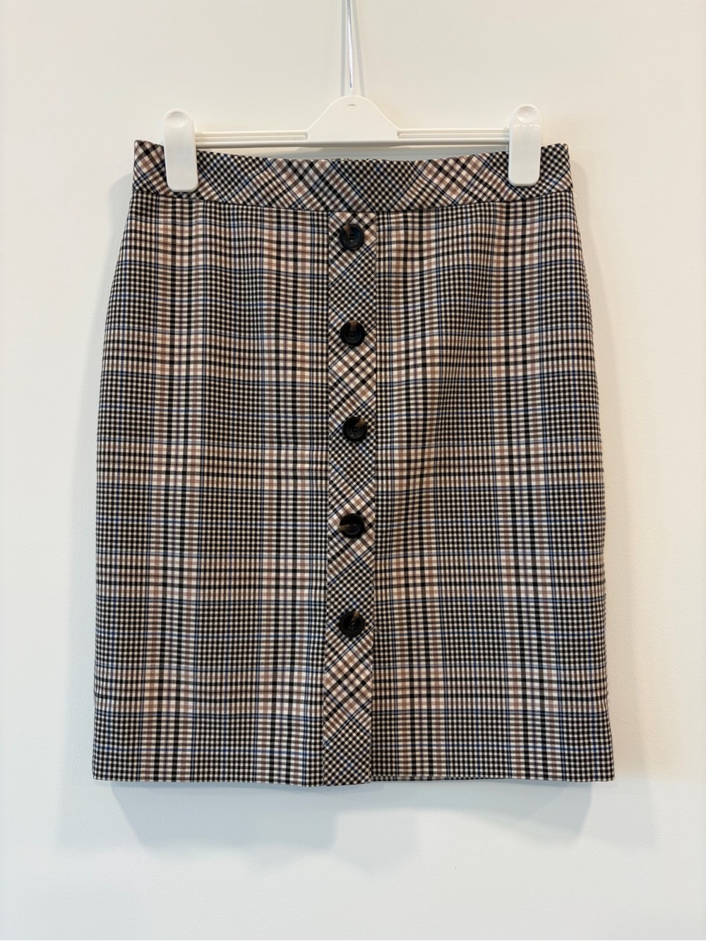 Ann Taylor Petite Plaid Button Front Pencil Skirt Size 12P Lined - Picture 1 of 9